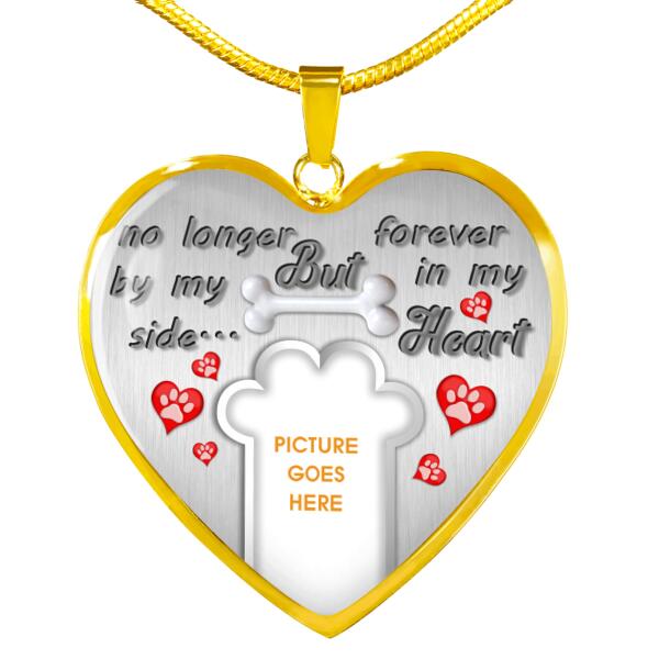 Personalized Memorial Heart Necklace No Longer By My Side For Pet Custom Memorial Gift M56