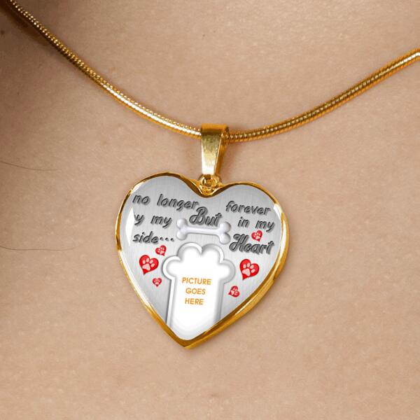 Personalized Memorial Heart Necklace No Longer By My Side For Pet Custom Memorial Gift M56