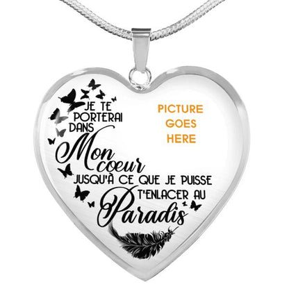 Collier commémoratif personnalisé je te porterai dans mon cœur collier coeur French M81D