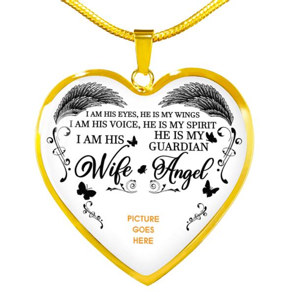 Personalized Memorial Heart Necklace He Is My Guardian Angel Butterfly For Husband Custom Memorial Gift M50.2