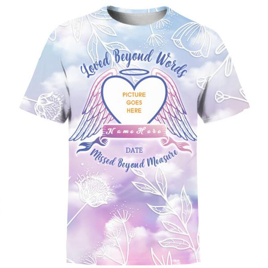 Unifinz Personalized Memorial Shirt Loved Beyond Words For Mom, Dad, Grandpa, Son, Daughter Custom Memorial Gift M189