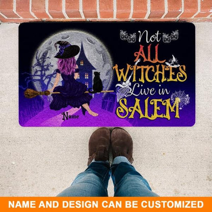 Custom Witch Doormat For Halloween Not All Witches Lives In Salem Halloween Doormat Purple W03