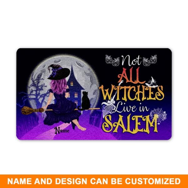 Custom Witch Doormat For Halloween Not All Witches Lives In Salem Halloween Doormat Purple W03