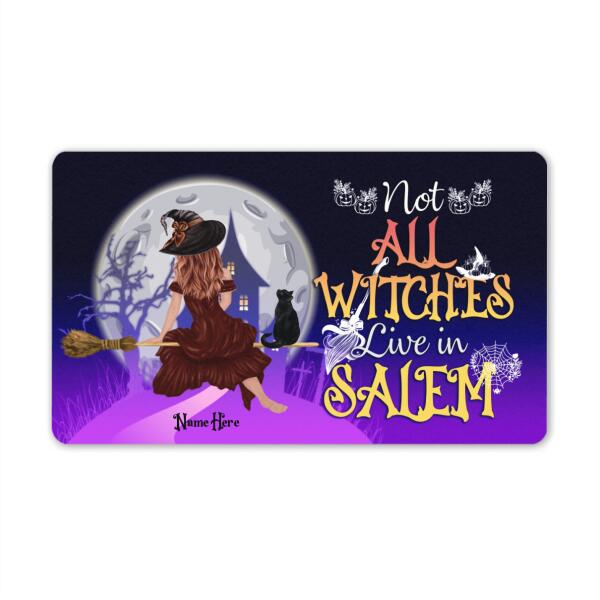 Custom Witch Doormat For Halloween Not All Witches Lives In Salem Halloween Doormat Purple W03