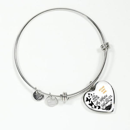 Custom Memorial Heart Bangle For Loss of Mom Dad Grandma Son I'll Hold You In My Heart Heart Bangle White M298