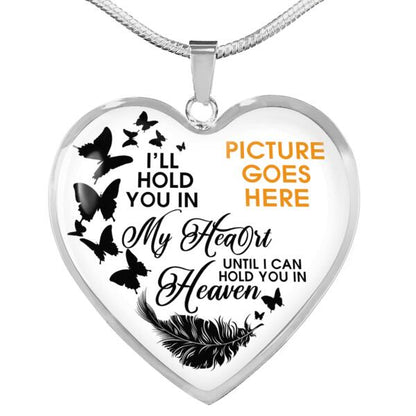 Personalized Memorial Heart Necklace I Will Hold In My Heart For Mom Dad Grandma Daughter Son Someone Custom Memorial Gift M81