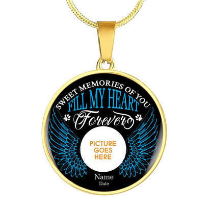 Personalized Pet Memorial Circle Necklace Fill My Heart Forever Wings For Pet Custom Memorial Gift M138
