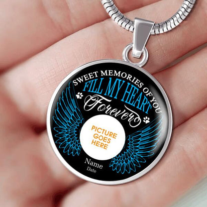 Personalized Pet Memorial Circle Necklace Fill My Heart Forever Wings For Pet Custom Memorial Gift M138