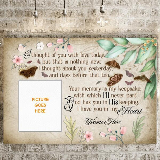 Custom Memorial Landscape Canvas For Loss I Thought Of You With Love Butterfly Landscape Canvas 48''x32'' Brown M165