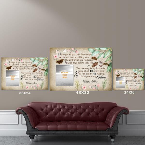 Custom Memorial Landscape Canvas For Loss I Thought Of You With Love Butterfly Landscape Canvas 48''x32'' Brown M165