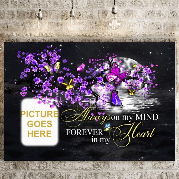 Personalized Memorial Landscape Canvas Always On My Mind Butterfly For Dad Mom Someone Custom Memorial Gift M34