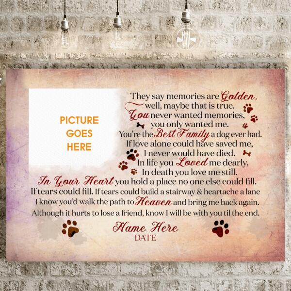 Personalized Pet Memorial Landscape Canvas They Say Memories Are Golden For Loss Of Pet Custom Memorial Gift M211