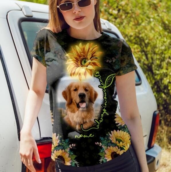 Personalized Memorial Shirt Always In Our Hearts Sunflowers For Pet Custom Memorial Gift M304