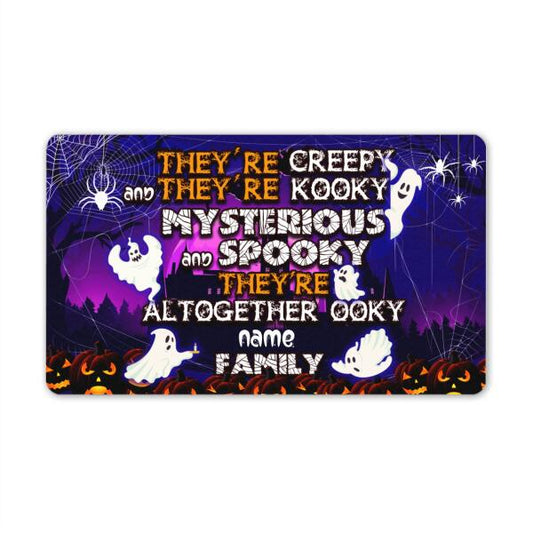 Custom Halloween Doormat They Are Creepy They Are Kooky Mysterious And Spooky Halloween Doormat Purple