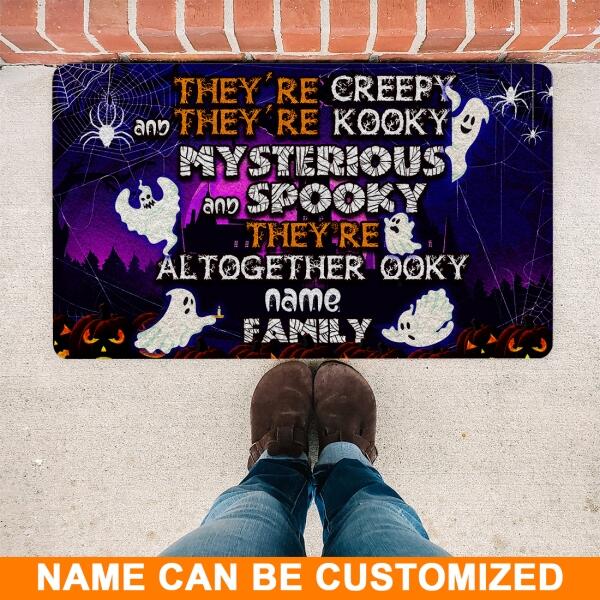 Custom Halloween Doormat They Are Creepy They Are Kooky Mysterious And Spooky Halloween Doormat Purple