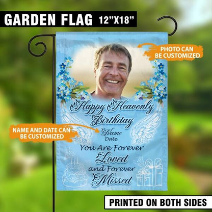 Personalized Memorial Garden Flag Happy Heavenly Memory Garden Flag Custom Memorial Gift M306