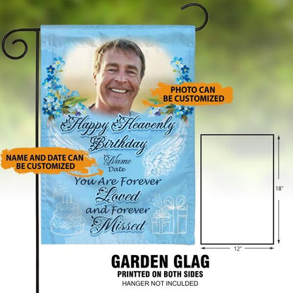 Personalized Memorial Garden Flag Happy Heavenly Memory Garden Flag Custom Memorial Gift M306