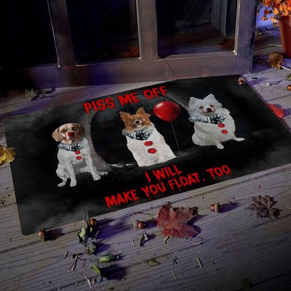 Custom Dog Doormat For Halloween Piss Me Off I Will Make You Float IT Dog Doormat Black D10