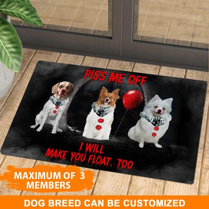 Custom Dog Doormat For Halloween Piss Me Off I Will Make You Float IT Dog Doormat Black D10