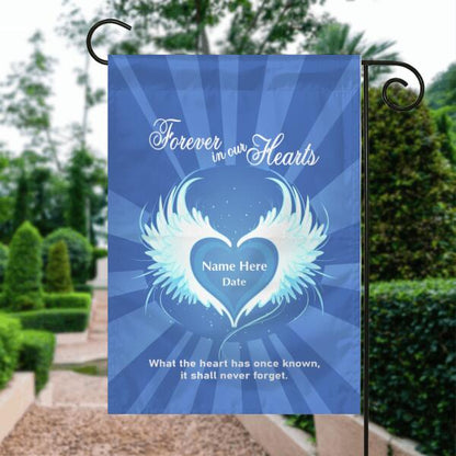 Personalized Memorial Garden Flag Forever In Our Hearts Garden Flag For Mom Dad Custom Memorial Gift M35