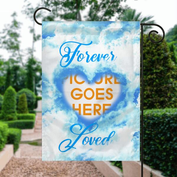 Personalized Memorial Garden Flag FForever Loved Clouds For Loss OF Someone Custom Memorial Gift M43