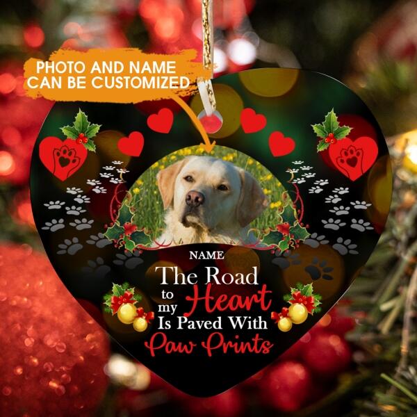 Custom Christmas Memorial Ornament For Loss Of Dog The Road To My Heart Memorial Ornament Black M324