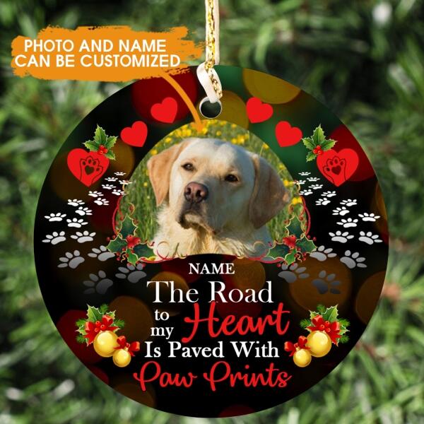 Custom Christmas Memorial Ornament For Loss Of Dog The Road To My Heart Memorial Ornament Black M324