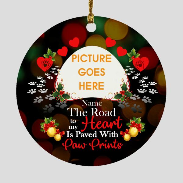 Custom Christmas Memorial Ornament For Loss Of Dog The Road To My Heart Memorial Ornament Black M324