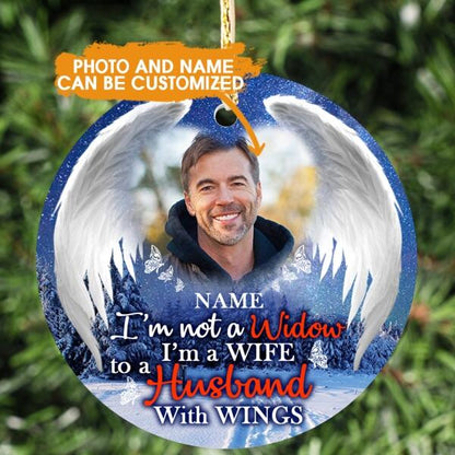 Custom Christmas Memorial Ornament For Loss Of Husband I'm Not A Widow Memorial Ornament Blue M325