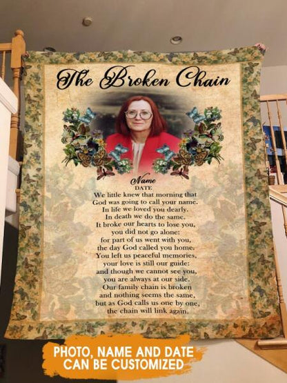 Custom Memorial Blanket With Pictures For Loss Of Dad Mom Someone The Broken Chain Blanket Yellow M327