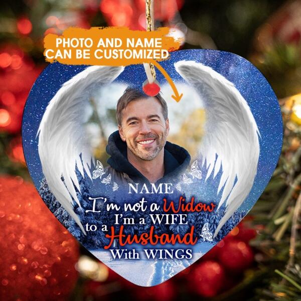 Custom Christmas Memorial Ornament For Loss Of Husband I'm Not A Widow Memorial Ornament Blue M325