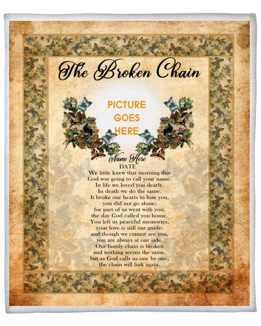 Custom Memorial Blanket With Pictures For Loss Of Dad Mom Someone The Broken Chain Blanket Yellow M327