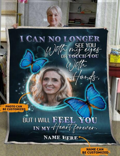 Custom Memorial Blanket For Lost Loved Ones I Can No Longer See You Butterfly Sign Blanket Black M228
