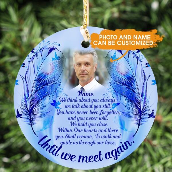 Custom Christmas Memorial Ornament For Loss Of SomeoneWe Think About You Memorial Ornament Blue M326