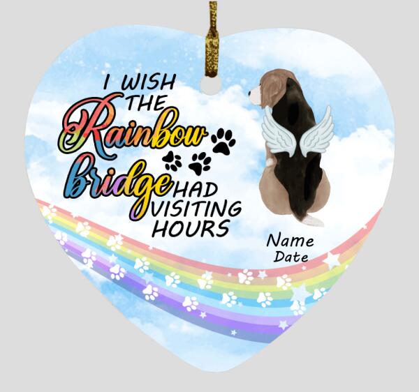 Custom Christmas Memorial Ornament For Loss Of Pet I Wish The Rainbow Bridge Pet Memorial Ornament Blue M301