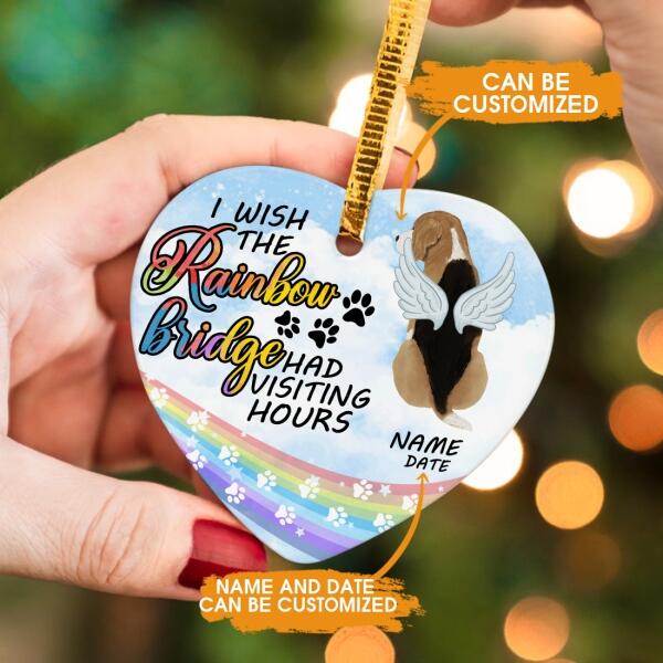 Custom Christmas Memorial Ornament For Loss Of Pet I Wish The Rainbow Bridge Pet Memorial Ornament Blue M301