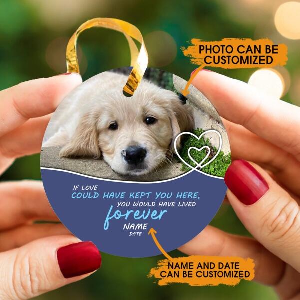 Custom Christmas Memorial Ornament For Loss Of Pet If Love Could Have Kept You Here Pet Memorial Ornament Blue M303