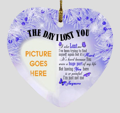 Custom Christmas Memorial Ornament For Loss Of Mom Dad Someone The Day I Lost You Memorial Ornament Purple M313