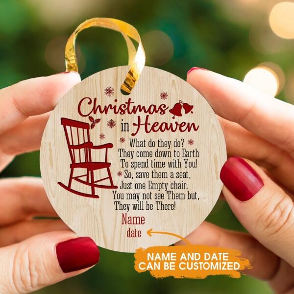 Custom Christmas Memorial Ornament For Loss Of Mom Dad Christmas In Heaven Memorial Ornament Yellow M320