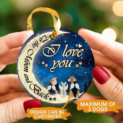 Custom Christmas Memorial Ornament For Loss Of Pet I Love You To The Moon Memorial Ornament Blue M322