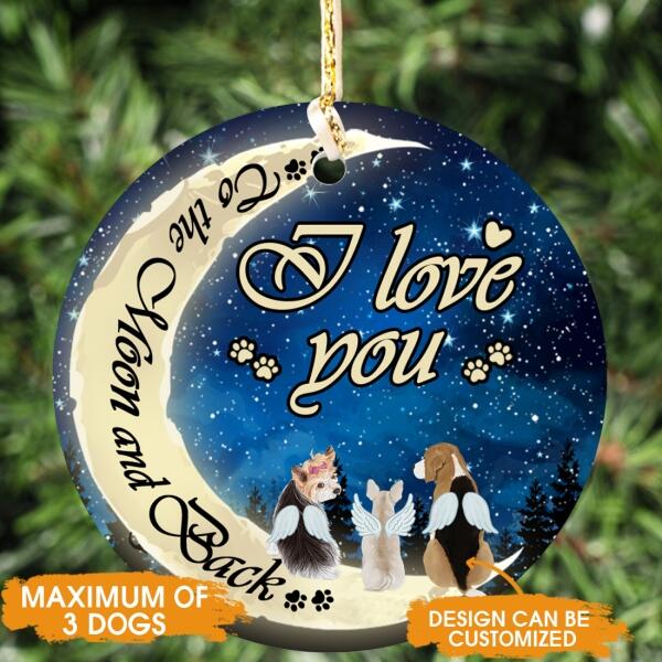 Custom Christmas Memorial Ornament For Loss Of Pet I Love You To The Moon Memorial Ornament Blue M322