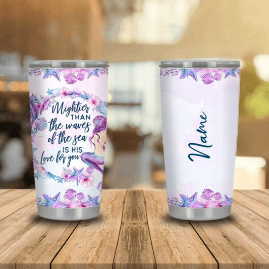 Personalized Mermaid Tumbler Mermaids Mightier Than The Waves Of The Sea Mermaid Tumbler Purple