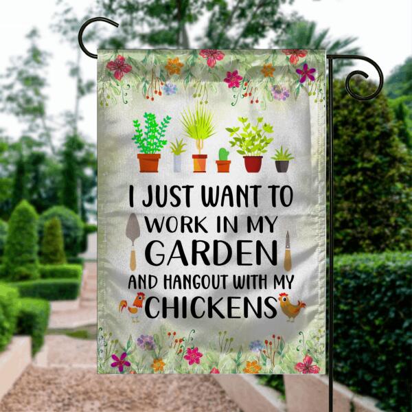 Chickens Garden Flag For Gardening Lovers Hang Out With My Chickens Garden Flag Green