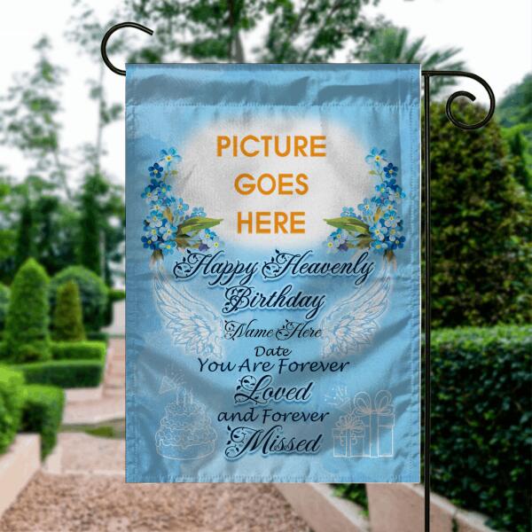 Personalized Memorial Garden Flag Happy Heavenly Memory Garden Flag Custom Memorial Gift M306