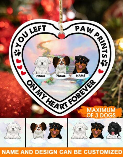 Custom Christmas Memorial Ornament For Loss Of Pet You Left Paw On Our Heart Dog Memorial Ornament White M333