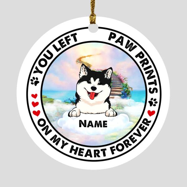 Custom Christmas Memorial Ornament For Loss Of Pet You Left Paw On Our Heart Dog Memorial Ornament White M333