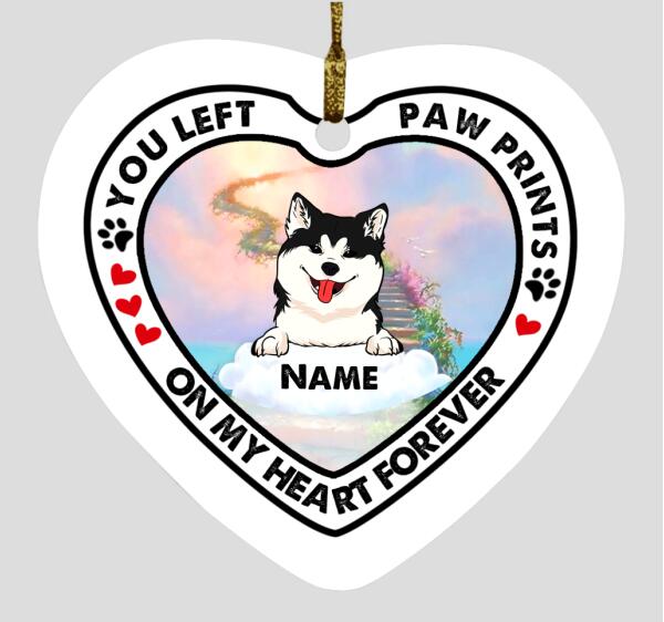 Custom Christmas Memorial Ornament For Loss Of Pet You Left Paw On Our Heart Dog Memorial Ornament White M333