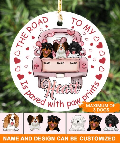 Custom Christmas Dog Ornament For Pet Lovers The Road To My Heart Dog Ornament White D15