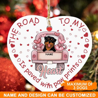 Custom Christmas Dog Ornament For Pet Lovers The Road To My Heart Dog Ornament White D15