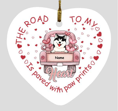 Custom Christmas Dog Ornament For Pet Lovers The Road To My Heart Dog Ornament White D15